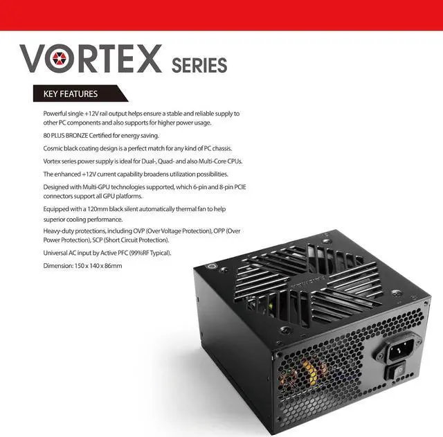 Alt view image 2 of 6 - Raidmax Vortex Power RX-700AC-V-V 80 Plus Bronze 700W ATX/12V EPS/12V Power Supply