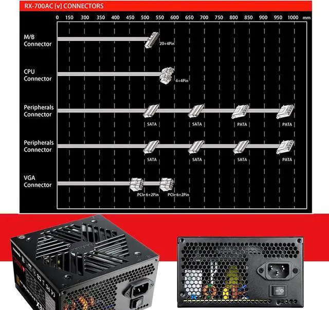 Alt view image 5 of 6 - Raidmax Vortex Power RX-700AC-V-V 80 Plus Bronze 700W ATX/12V EPS/12V Power Supply