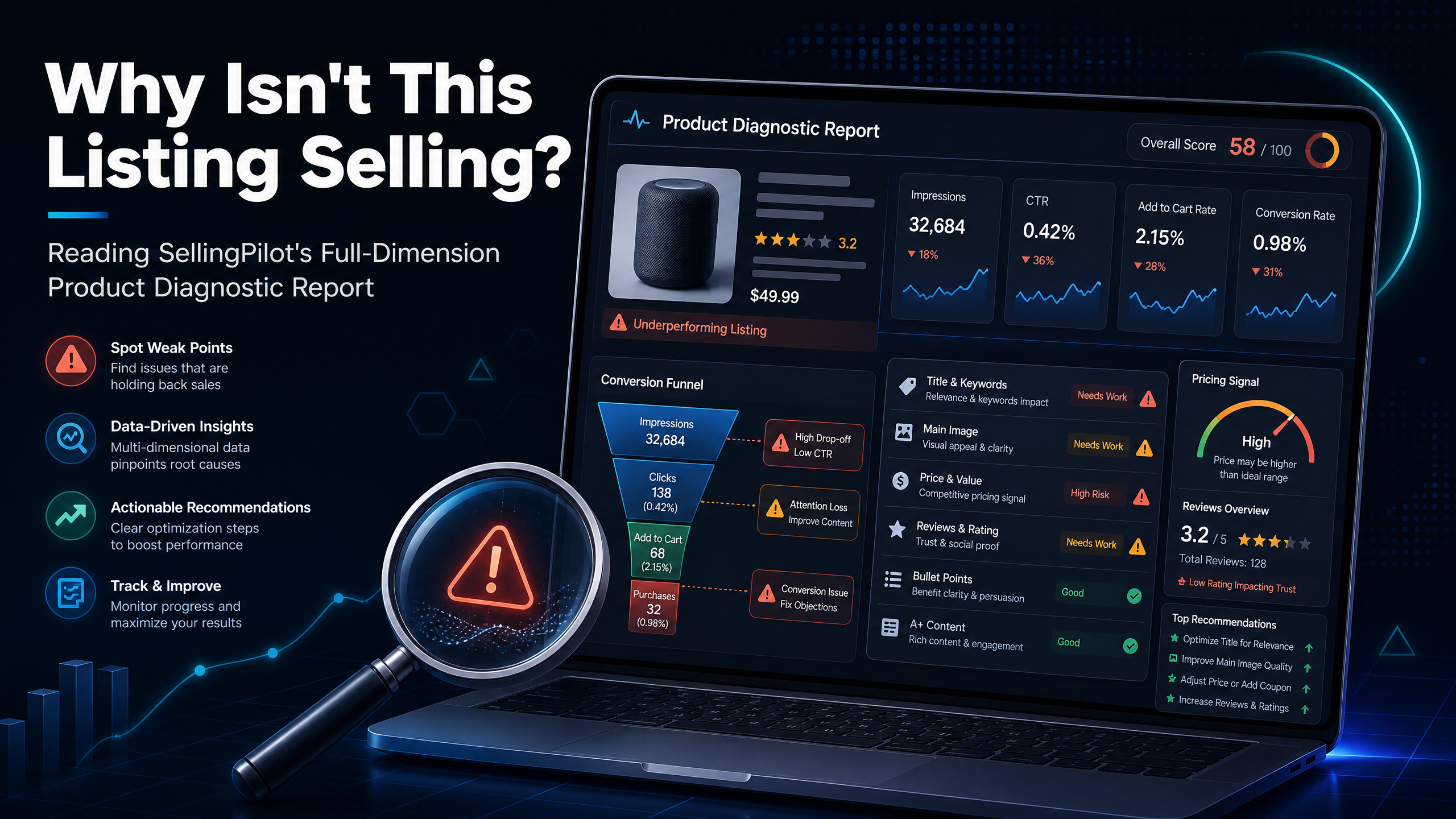 这个 Listing 为什么卖不动？读懂 SellingPilot 商品全维度诊断报告