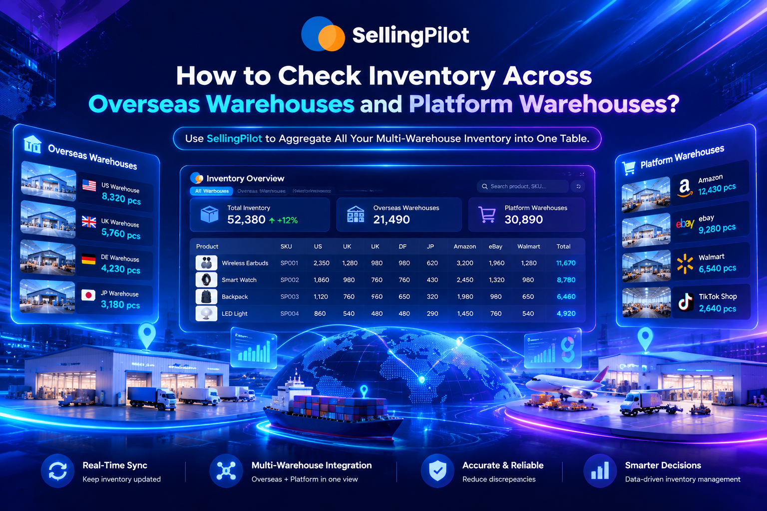 海外仓、平台仓的库存怎么一起看？用 SellingPilot 把多仓库存汇总到一张表