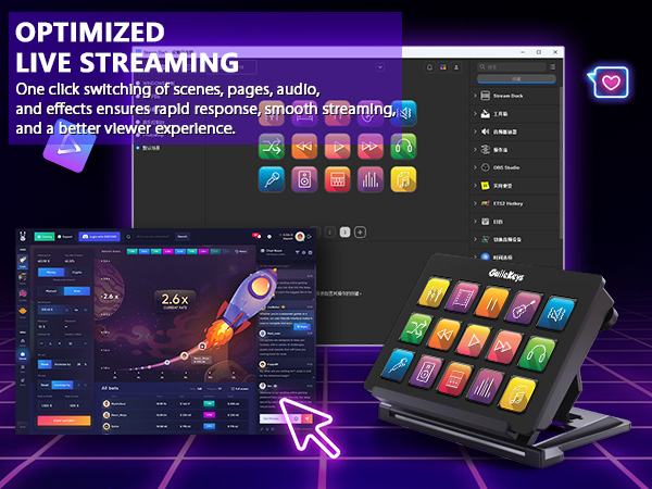 Stream Controller, Stream Deck with 15 Macro Keys Customizable, Gaming Macro Keypad