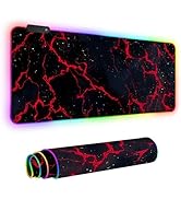 ANNA QUEEN RGB Gaming Mouse Pad XL 35.4"x15.7", Red Lightning LED Large Mousepad Extended Gaming ...