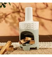 MOUGIGI Handmade Ceramic Palo Santo Holder Burner - Mini Chiminea Incense Dish for Palo Santo Sti...