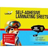Uinkit 50Pack Business Card Laminating Pouches, 10Mil Thick Double-Sided Seal for 2.6x3.9" Cards,...
