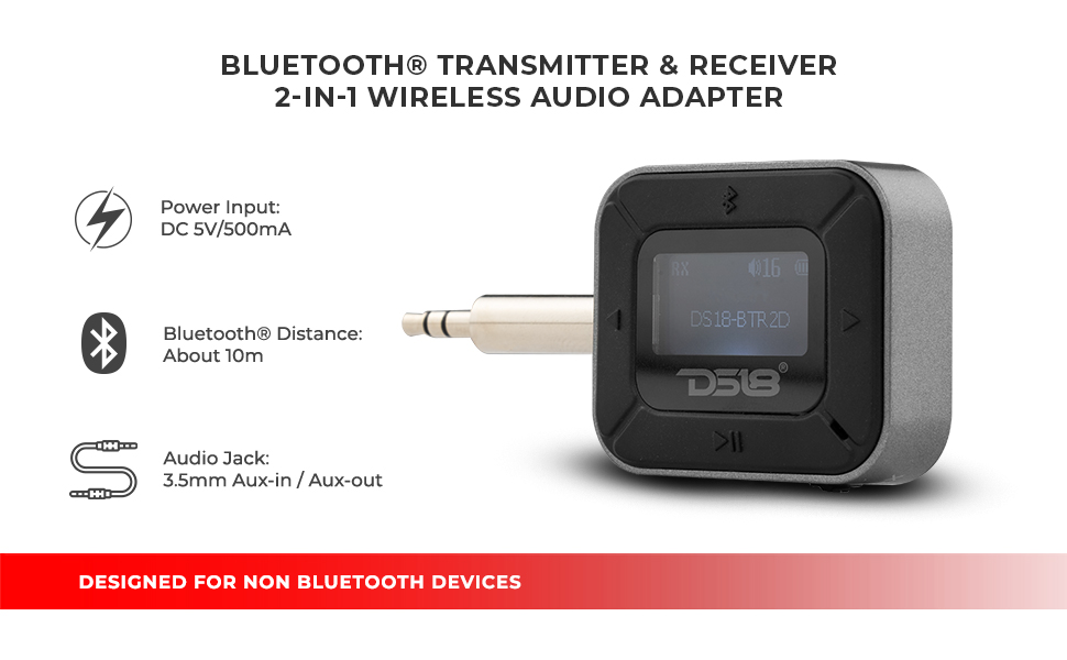 2 in-1 Wireless Bluetooth 5.0 Transmitter Receiver for Car, Home, TV, PC, Headphones
