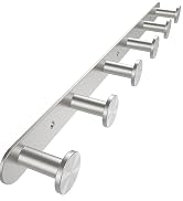 FORIOUS Wall Mounted Coat Rack, Stainless Steel 6 Wall Hooks SUS304 for Hanging, Coat Hook for To...