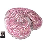 Wireless Mouse Bluetooth Cute Bling Diamond-Encrusted Pink Heart Shape Computer Mice with LED Lig...