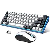 Snpurdiri 60% Wireless Gaming Keyboard and Mouse Combo,Ice Blue Backlit Rechargeable 2000mAh Batt...
