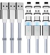 Magnetic Charging Cable 3A Fast Charging(3 Pack,3.3/6.6/6.6ft) 3 in 1 Magnetic Phone Charger Cabl...