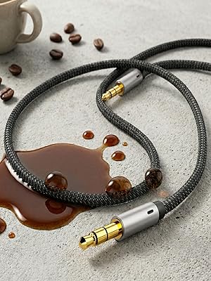 Sweat resistant nylon braided aux cable liquid repellent technology prevents odors
