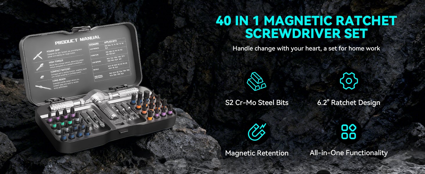 40 In 1 Magnetic Ratchet Screwdriver Set