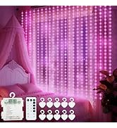 echosari Fairy Curtain Lights Battery Operated, 300 LED Indoor Curtain Lights 9.8 x 9.8Ft with Ti...