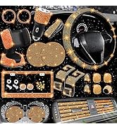 NBTEPEM 27 PCs Bling Car Accessories Set for Women, Bling Steering Wheel Covers Universal Fit 15 ...