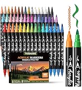 TOSHARE 48 Colors Acrylic Paint Markers - Dual Tip Paint Pens with Brush &amp; Fine Tip Waterproof Co...