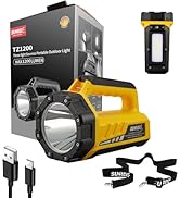 SUNREI Rechargeable LED 1200LM Flashlight, 8 Light Modes Portable Camping Lantern, 10400mAh Power...