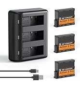 K&amp;F CONCEPT OSMO Action 6 Battery, 3-Pack OSMO Action 5 Pro Battery Charger Compatible with DJI O...
