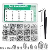 Nivithi 520Pcs Cone Point Socket Set Screw Assortment Kit-304 Stainless Steel Silver Metric Hex G...