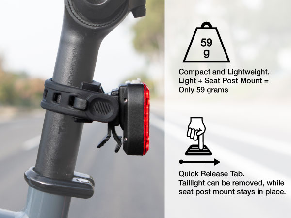niterider vmax+ 180 compact lightweight rear bike light taillight with quick release feature