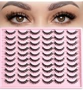 FARRED Lashes Natural False Eyelashes Wispy Fake Lash Strips 30 Pairs Cat Eye Mink Strip Eyelash ...