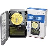 Intermatic T104 24-Hour Mechanical Timer Switch - 208–277 VAC, DPST, Indoor Metal Enclosure, Heav...