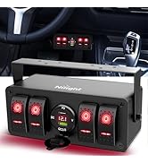 Nilight 4 Gang Rocker Switch Box 12V SPST ON Off Toggle Switch PD Type C and QC 3.0 USB Charger V...