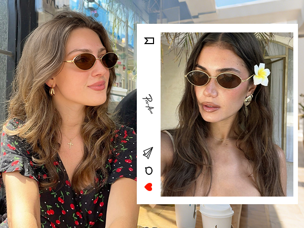 Pro Acme Retro Oval Cat Eye Sunglasses for Women