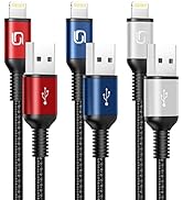 iPhone Charger Cable [Apple MFi Certified] 3Pack 6FT USB-A to Lightning Cable Nylon Braided Fast ...