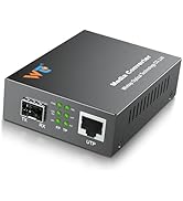 10G Fiber Ethernet Media Converter, WTSFOPTC Fiber Optic Transceiver, 10G SFP to RJ45 Media Conve...