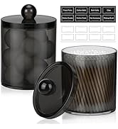 2 Pack Acrylic Qtip Holder Dispenser for Cotton Swabs, Balls, Pads, Floss Picks- Clear Plastic Ca...