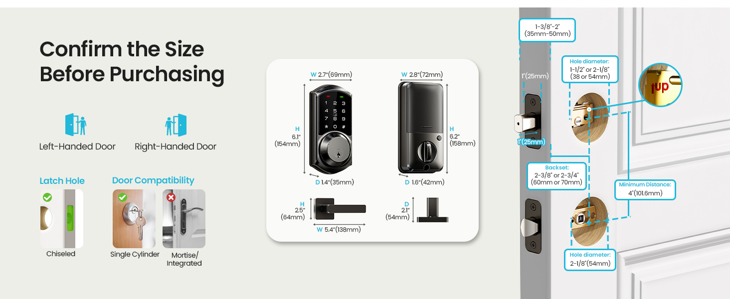 keypad door lock with handle