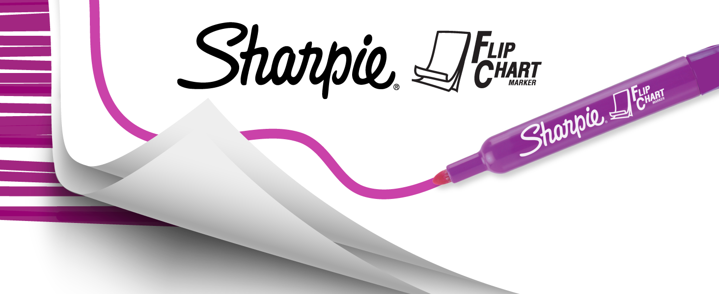 flip chart marker bullet tip purple paper office conference room teacher sharpie no bleed write