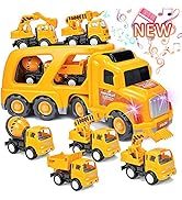 Construction Trucks Toys for 3 4 5 6 Years Old Toddlers Kids, Small Crane Mixer Dump Excavator To...