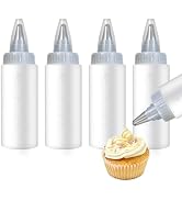 hongliang 4 Pcs 4 oz Plastic Squeeze Bottles,for Sauces,Ketchup,Drizzle Bottles for Cookie Decora...