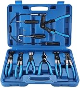 NYXOVA 9pcs Wire Long Reach Hose Clamp Pliers Set Fuel Oil Water Hose Auto Tools with Case (Blue)