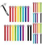 Self-Gripping Cable Ties by Wrap-It Storage, Multi-Color, 40 Pack (5 Inch and 8 Inch Straps) – Re...