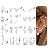 BESTEEL Hypoallergenic Flat Back Earrings for Women 14K Gold Plated Surgical Steel Stud Hoop Earr...