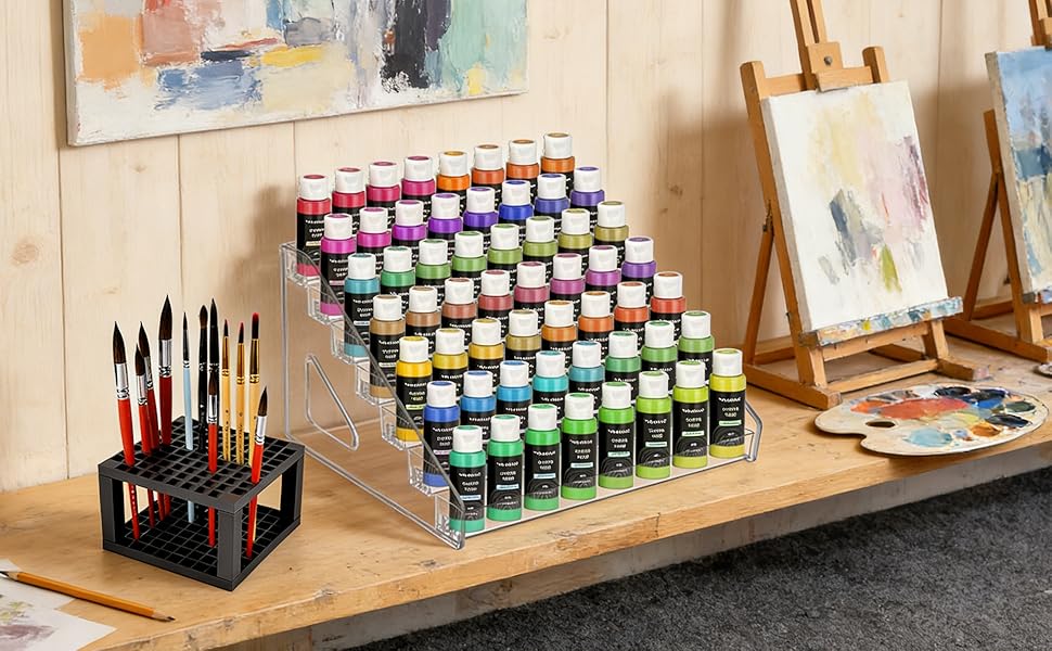 Fits most standard-sized paints of major brands, perfect for organizing your art supplies.