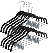 Home-it Pants Hangers with Clips 10 Pack - Black Velvet Hangers Non Slip Space-Saving for Pants, ...