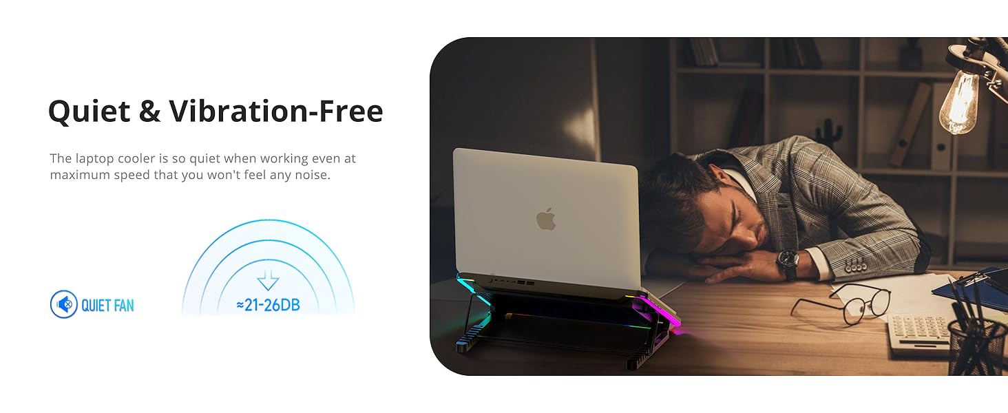 4 Modes RGB Light, 7 Height &amp; Adjust Speed, 2 USB Port &amp; Phone Holder