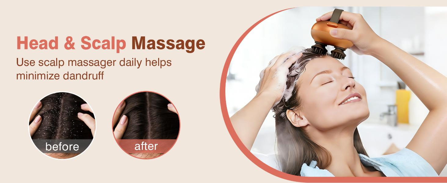 cotsoco Electric Cordless Head Scalp Massager for Stress Relax, Deep Clean and Hair Growth, Gift