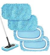 Reusable Microfiber Mop Pads for Swiiffer Sweeper, 4 Packs Wet &amp; Dry Chenille mop Replacement Cle...