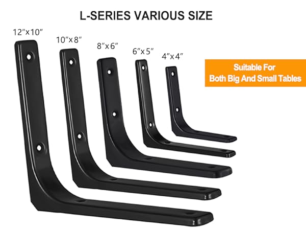 L-shaped wall brackets &amp; Folding Shelf Brackets Various Size Suitable for both big and small tables