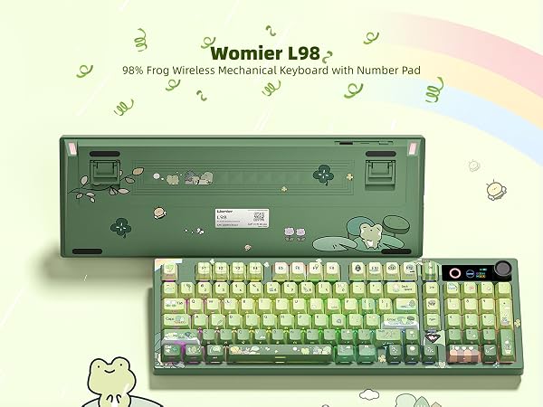 Frog Wireless Mechanical Creamy Keyboard,Gaming Keyboard with Number Pad,98% Keyboard