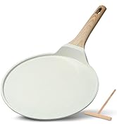 ESLITE LIFE 9.5 Inch Crepe Pan with Spreader, Nonstick Ceramic Flat Skillet Dosa Tawa Comales Par...