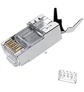 VIVOCH 50 Pcs Cat7 RJ45 Connectors, Cat7 RJ45 Plugs, Cat7 2-Piece Metal Shielded RJ45 Ends FTP 8P...
