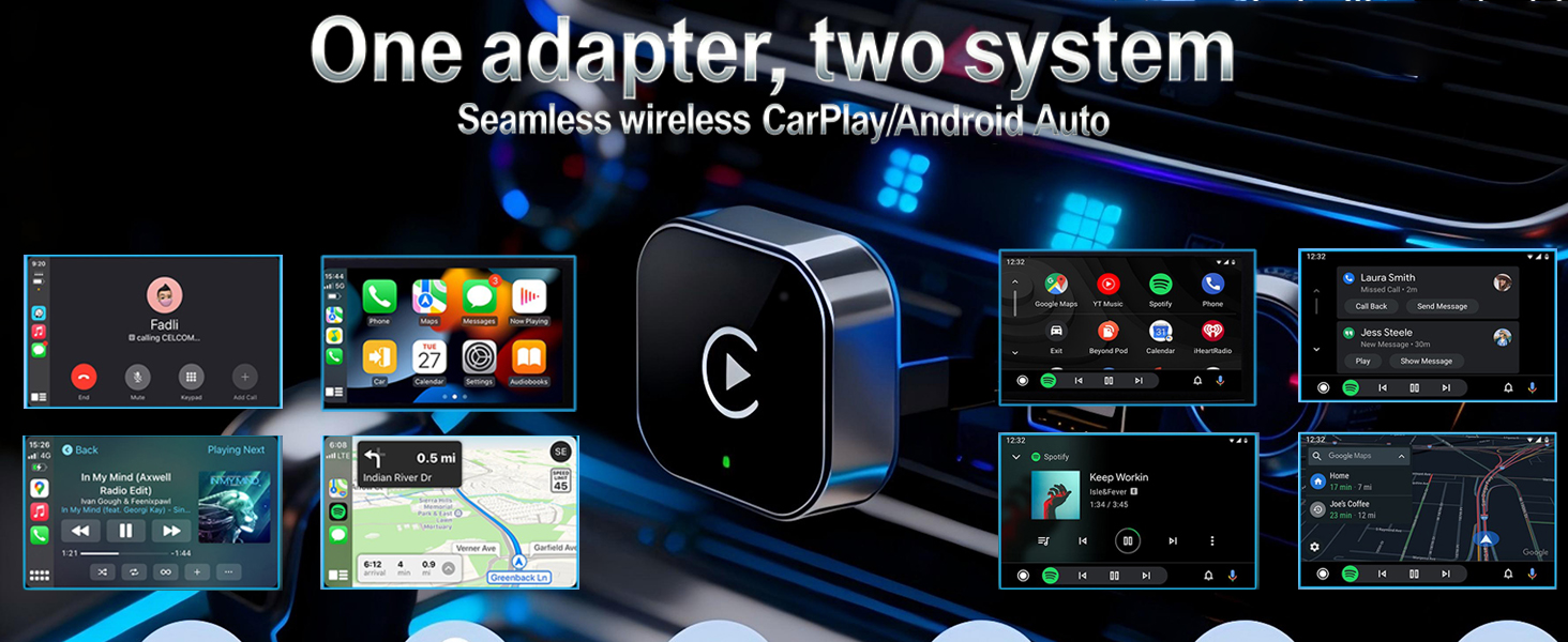 one adapter, two system, seamless wireless carplay/android auto