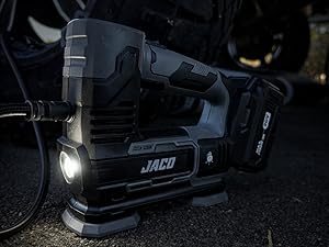 tire inflator with led light for nighttime use