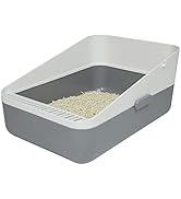RIZZARI Enclosed Cat Litter Box,Semi-Open Anti-Splashing Cat Litter Box,Durable High Side Sifting...