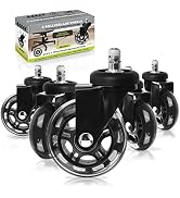 Slipstick CB690 Floor Protecting Rubber Office Chair Caster Wheels (Set ff 5), Roller Style, Univ...