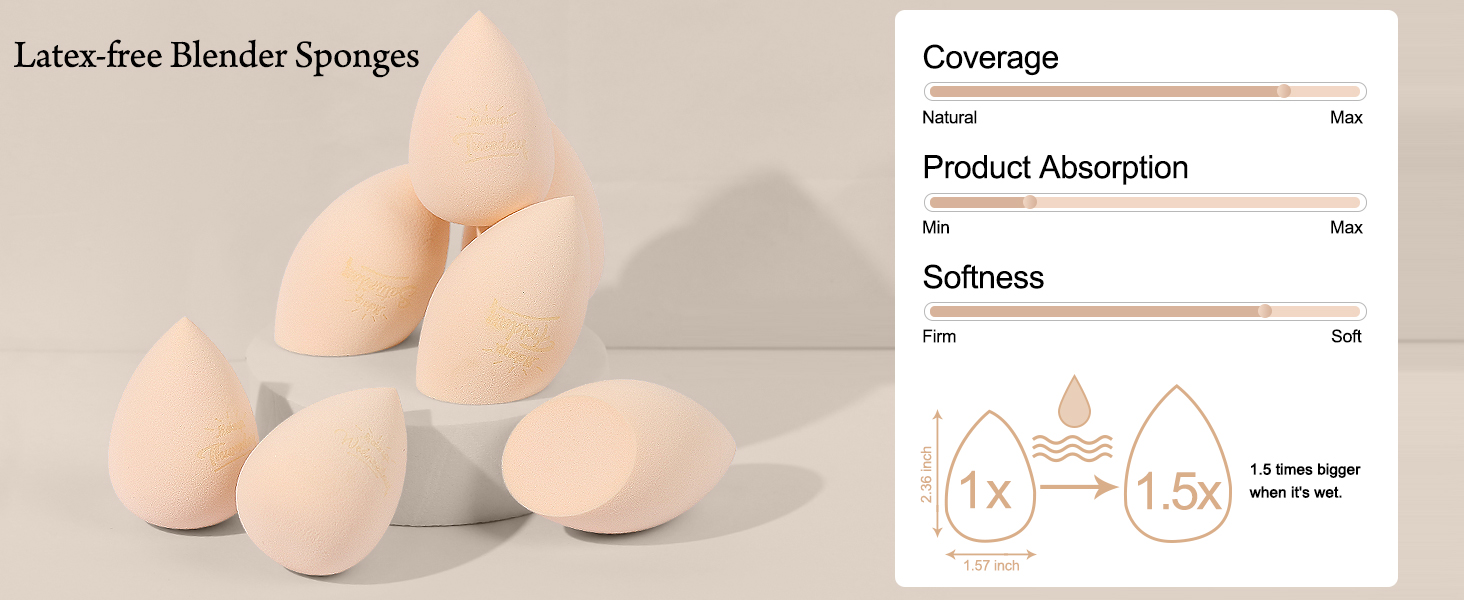 Real Perfection Makeup Sponge Set Blender Sponges Beauty Makeup Sponges 7 pcs with 1 Container Case